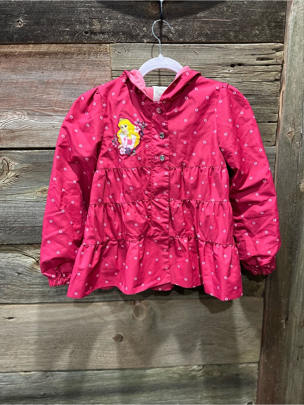 Disney Girls Size 7/8 Pink Floral Raincoat